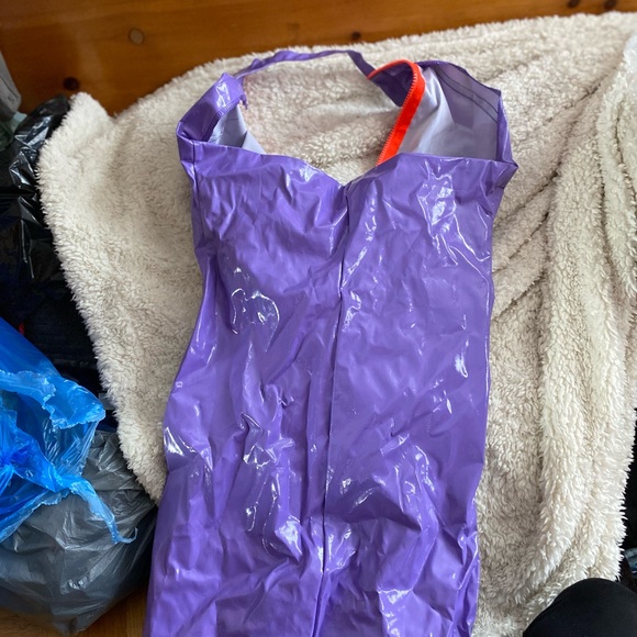 Elsie and Fred brand new never worn latex style orange and purple dress halter - Picture 4 of 4